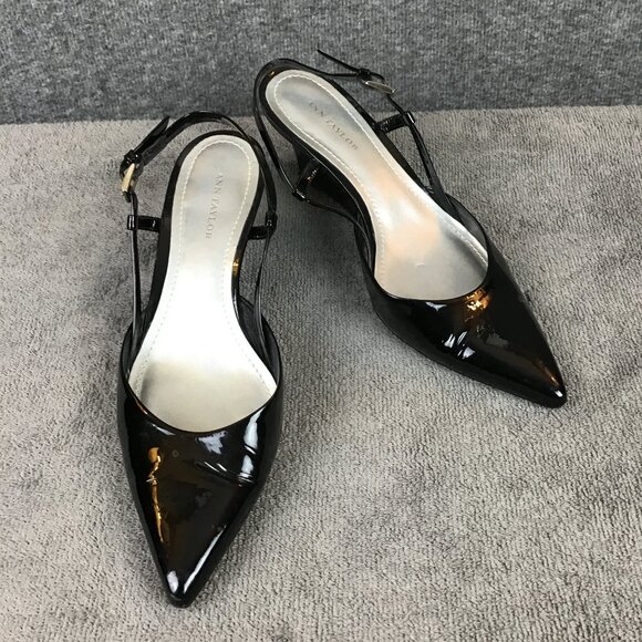 Ann Taylor Kitten Heel Look Pointed Toe Wedge Pointed Toe Sz 6N Patent Leather - Picture 7 of 11